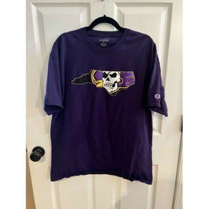 Champion Authentic Athleticwear Unisex Tee Tshirt ECU Pirates XL Purple NC